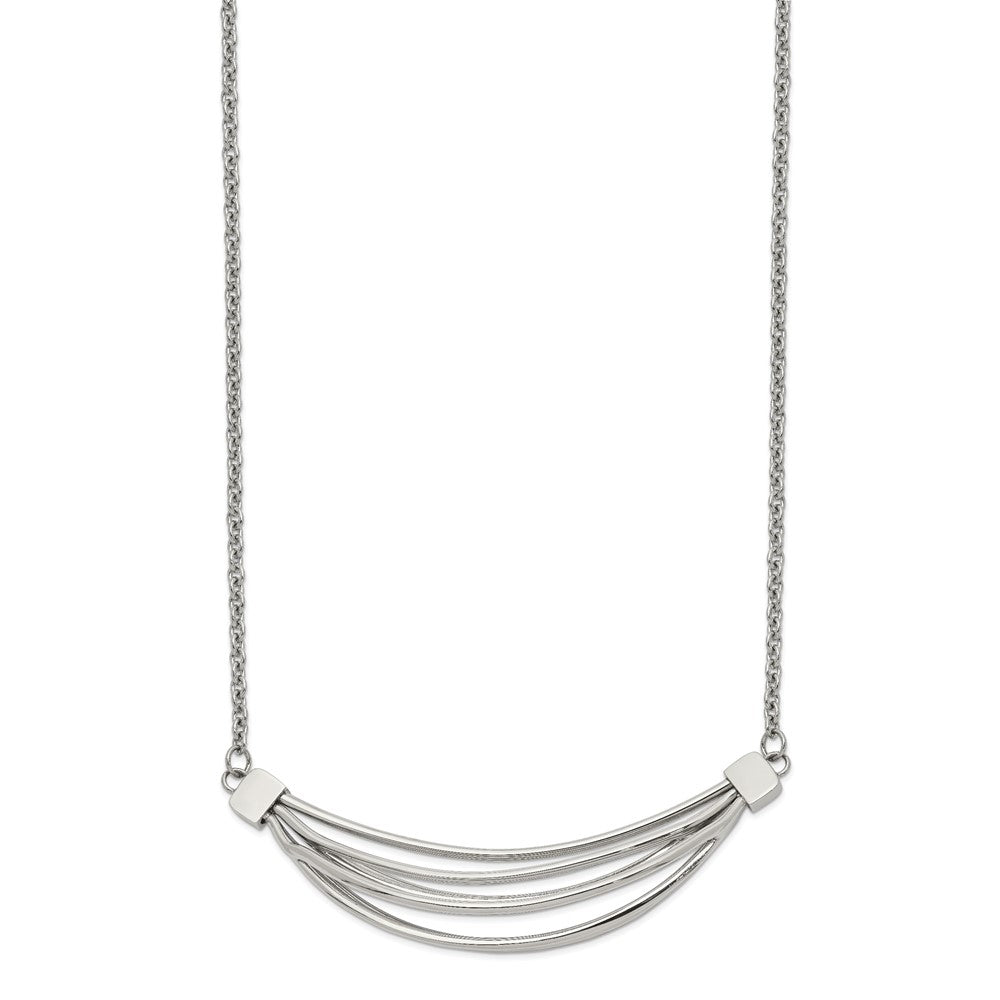 Stainless Steel Polished 3D Curved Bars 20in w/2in ext. Necklace