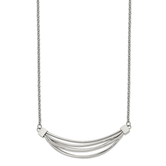 Stainless Steel Polished 3D Curved Bars 20in w/2in ext. Necklace