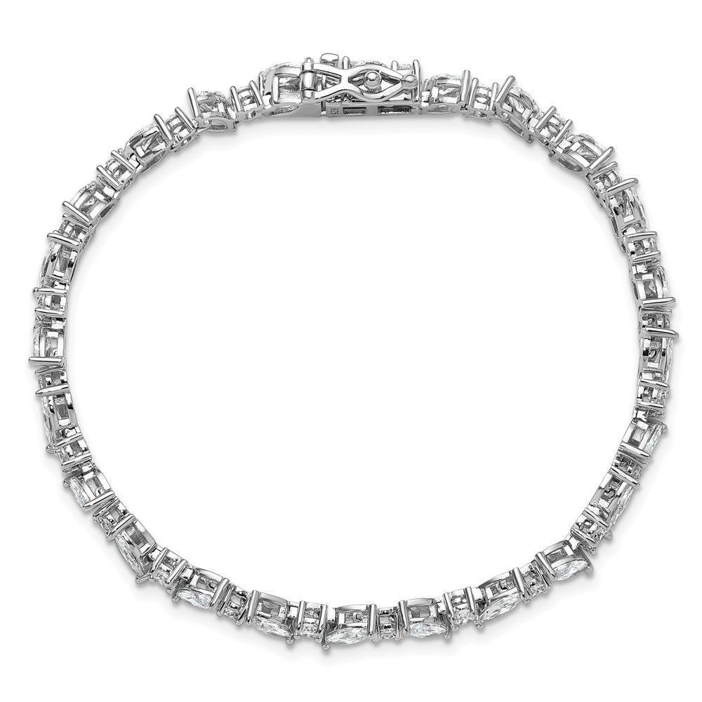 Cheryl M Sterling Silver Rhodium-plated Polished Fancy Marquise CZ Bracelet 7.25 inches