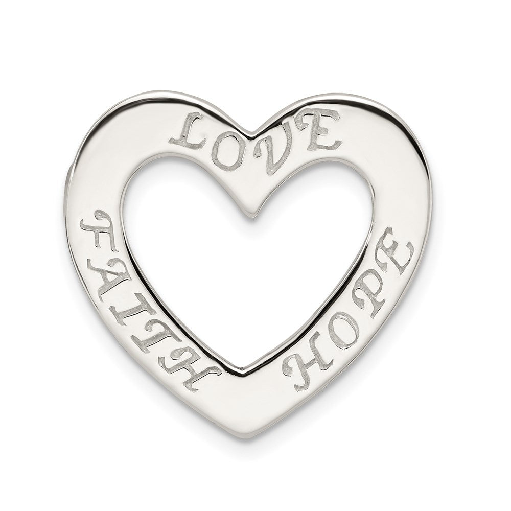 Sterling Silver Faith, Hope, and Love Heart Pendant