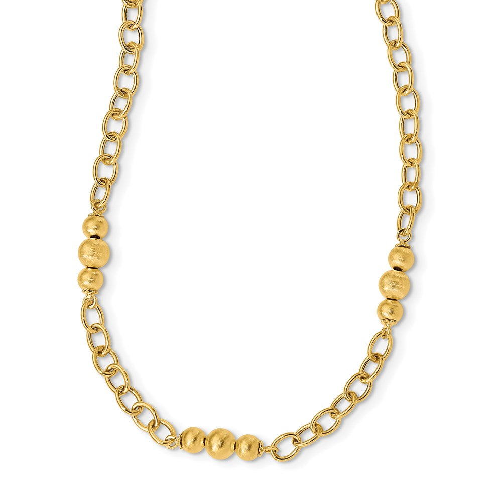 14K Brushed & Polished Fancy Link Necklace
