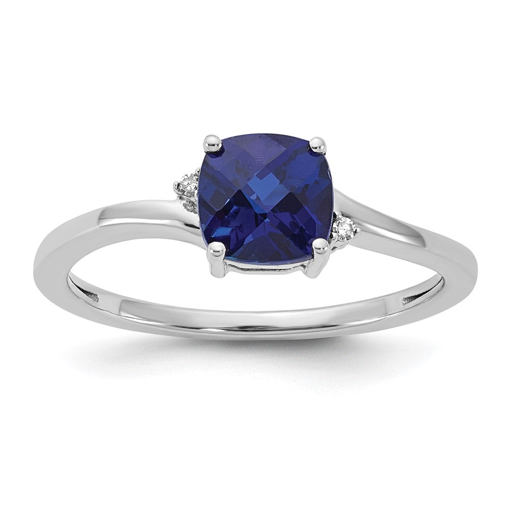 Sterling Silver ANC CR Sapphire & Diamond Ring