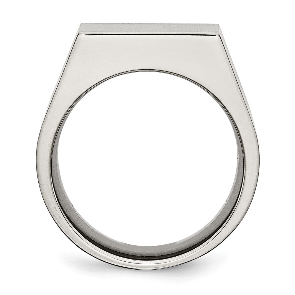 Titanium Brushed and Polished Signet Ring Size - 12