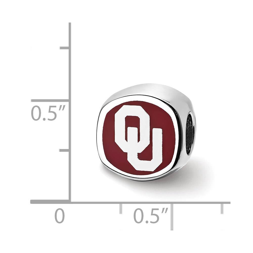 Logoart Sterling Silver University Of Oklahoma Ou Enameled Bead Female Adult