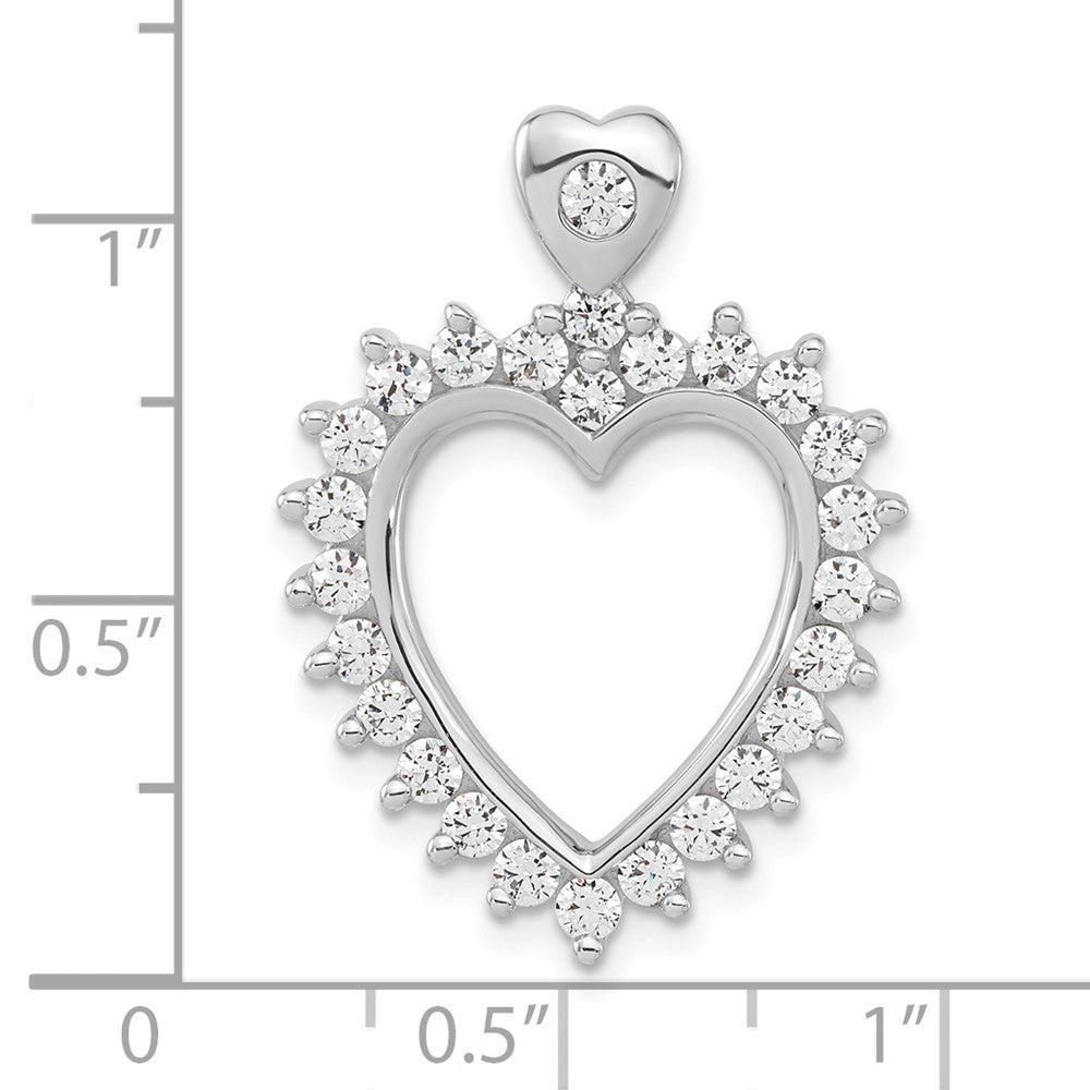 Sterling Silver Rhodium-plated Diamonore Heart Pendant