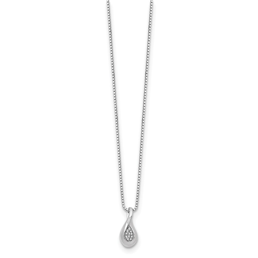 White Ice Sterling Silver Rhodium-plated 18 Inch Diamond Teardrop Necklace with 2 Inch Extender 18 Inches