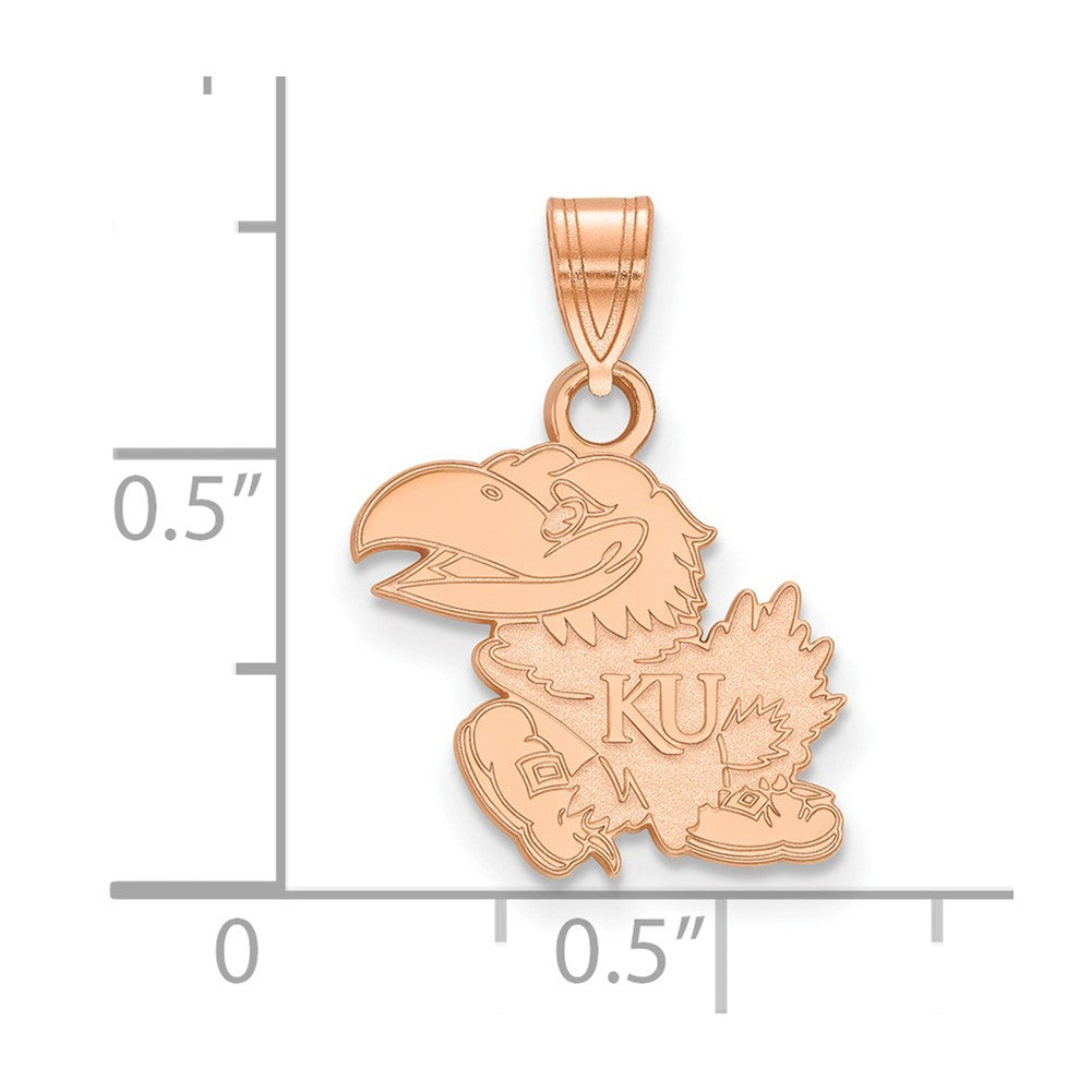 Sterling Silver Rose Gold-plated LogoArt University of Kansas Small Pendant