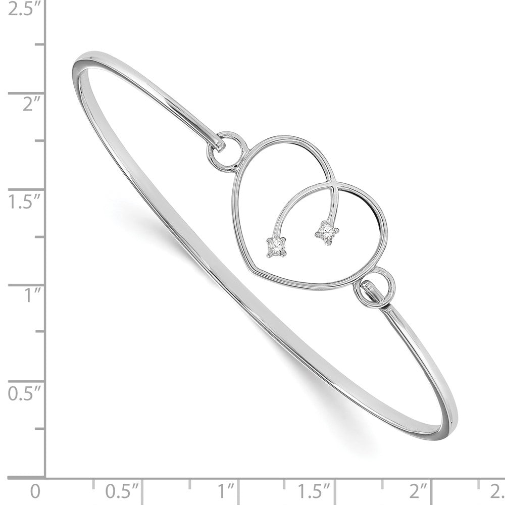 White Ice Sterling Silver Rhodium-plated Diamond Heart Bangle 7 inches