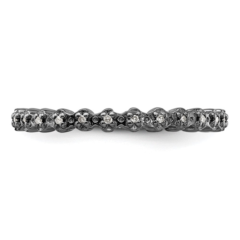 Sterling Silver Stackable Expressions Diamond Black-plated Ring Size -5