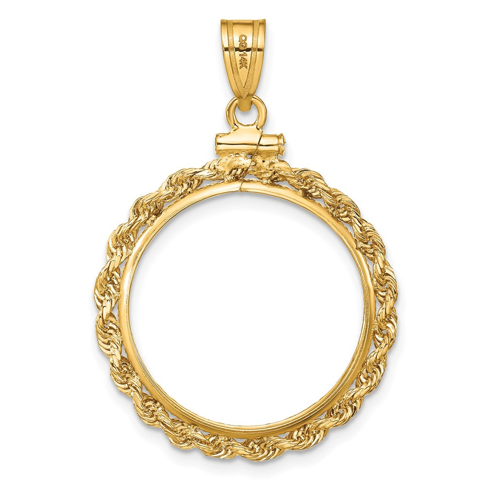 Wideband Distinguished Coin Jewelry 14k Polished Rope 20.1mm x 2.1mm Screw Top Coin Bezel Pendant