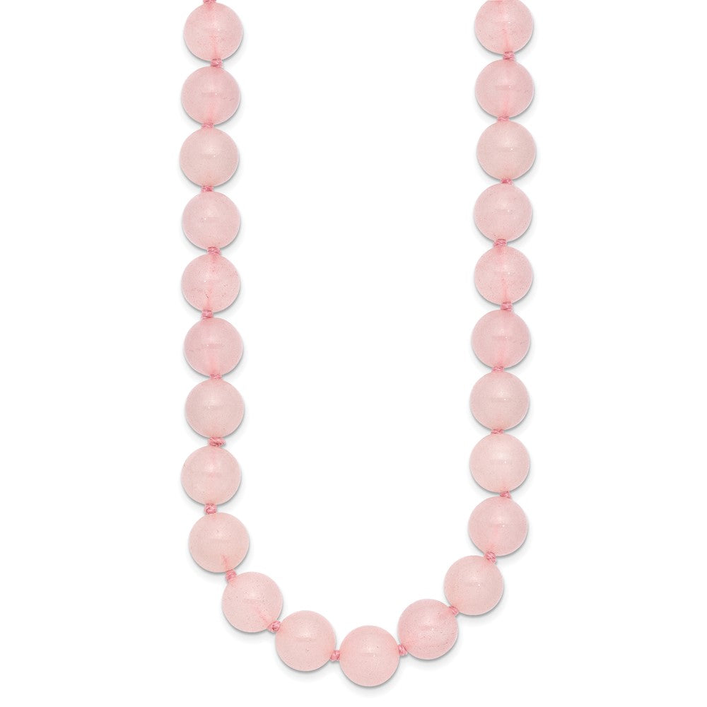 10-10.5mm Smooth Beaded Rose Quartz Necklace w/Sterling S.RH Clasp 18 Inches