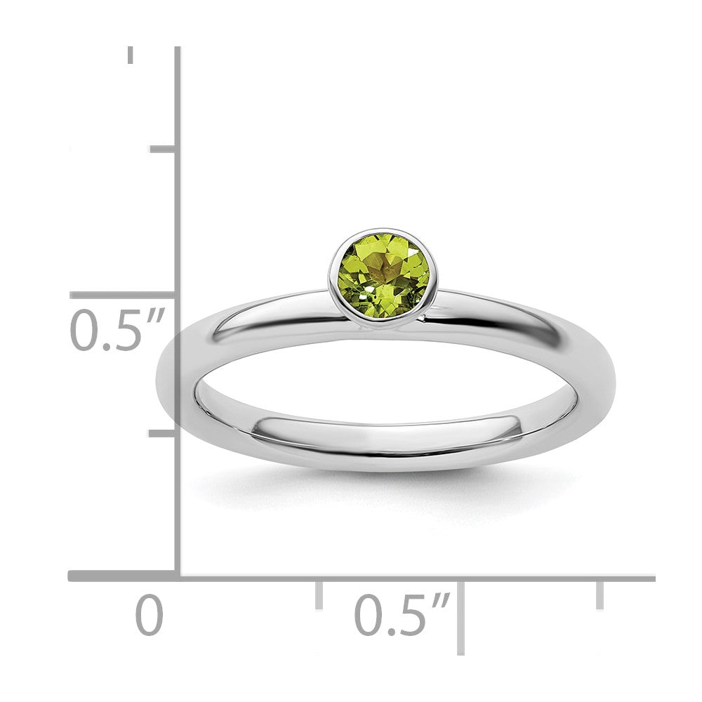 Sterling Silver Stackable Expressions High 4mm Round Peridot Ring Size -7