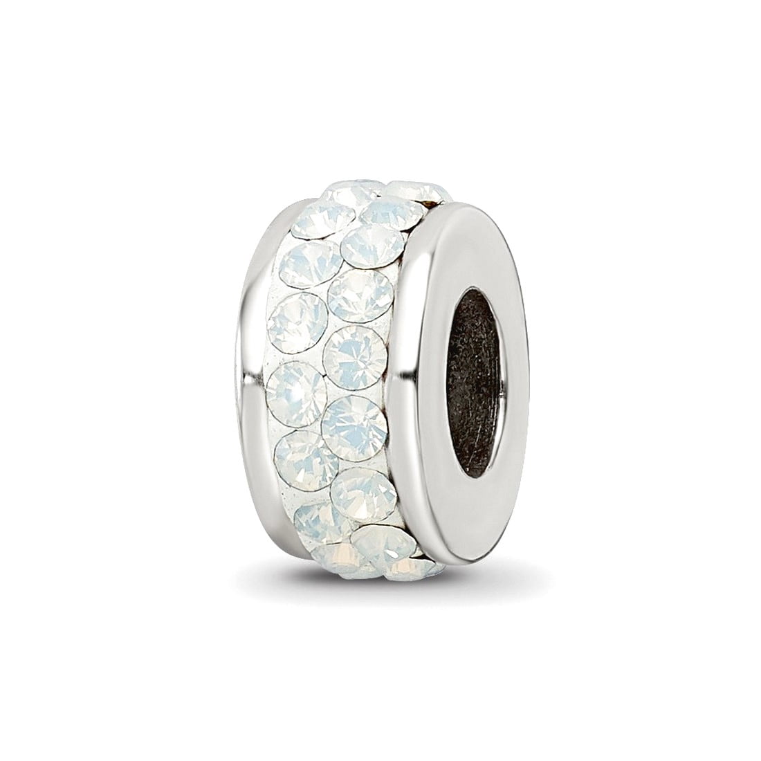 Sterling Silver Reflections Cream Double Row Preciosa Crystal Bead
