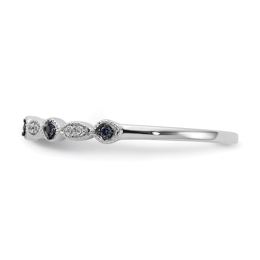 10k White Gold Blue/White Diamond Fancy Band Size 6.75