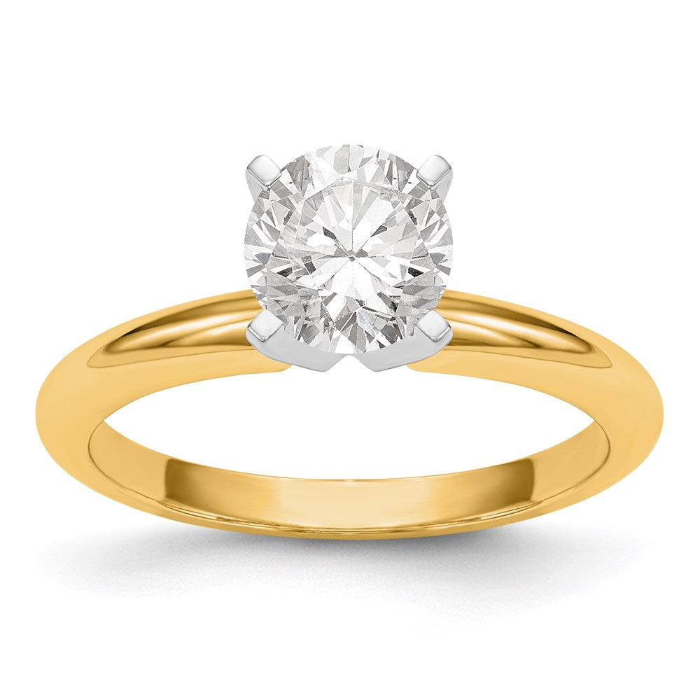 14k Two-Tone 1.25 carat Heavy-Weight Half-Round 4-Prong Round Solitaire Ring Mounting