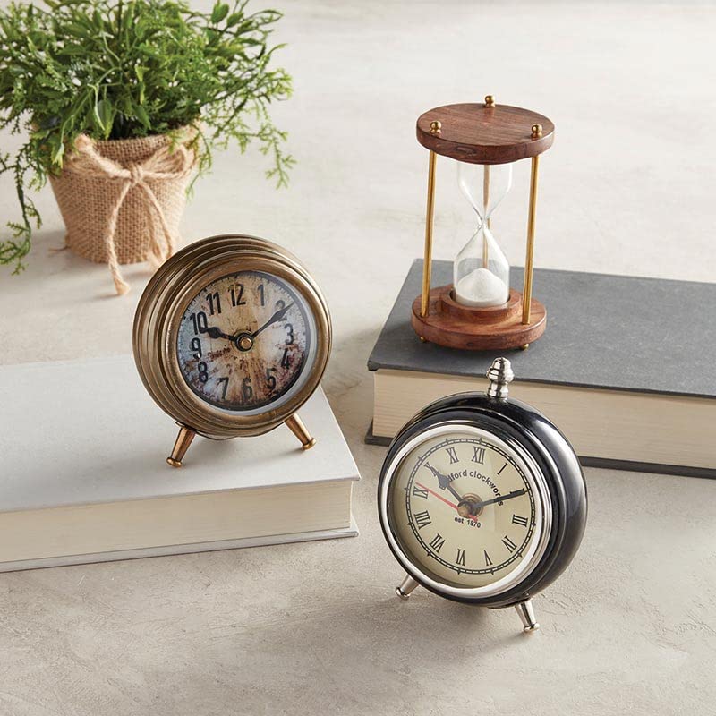 Wooden Gold-tone Brass with Glass Sand Timer