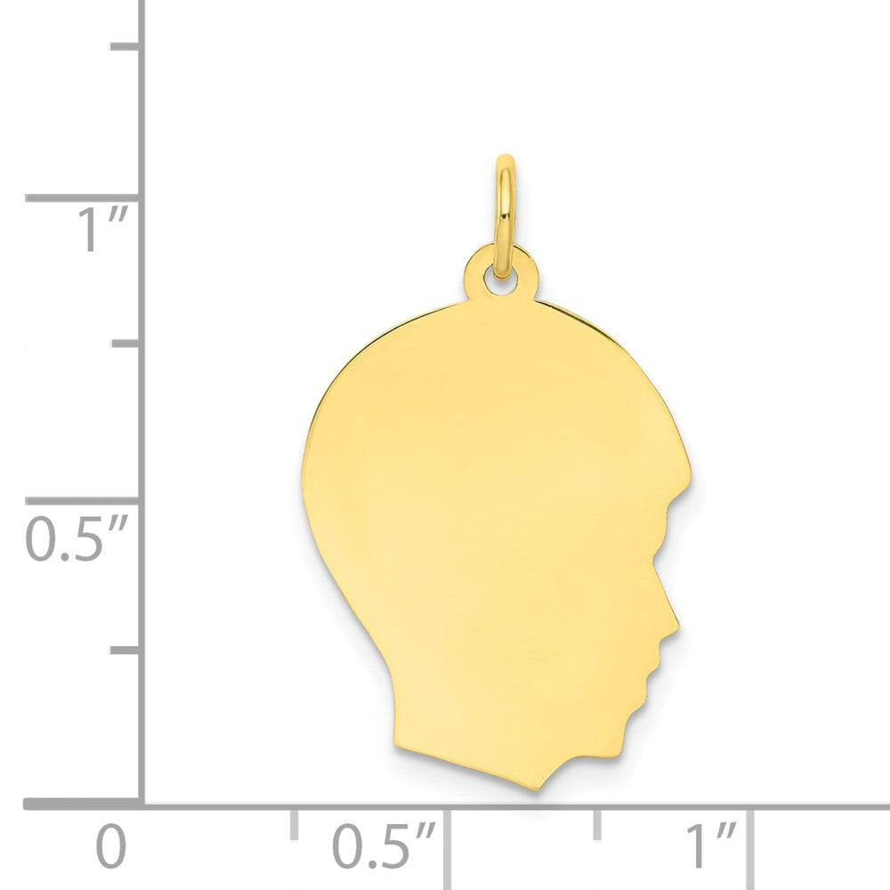 10K Plain Medium .013 Gauge Facing Right Engravable Boy Head Charm