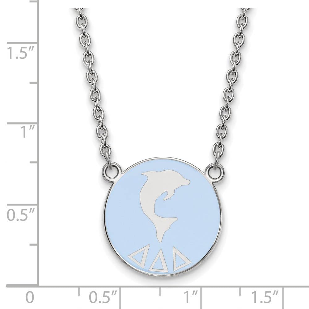 Sterling Silver 18in Official Licensed Greek Sororities Delta Delta Delta (???) Small Enamel Pendant w/Necklace