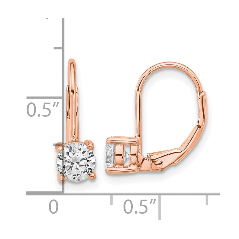 Sterling Shimmer Sterling Silver Rose-tone Flash Rose-gold Plated 5mm CZ 2 Stone Leverback Earrings