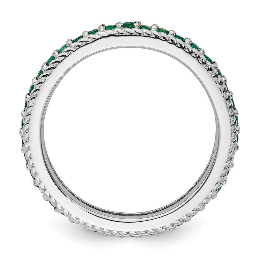 Sterling Silver Stackable Expressions Polished Cr. Emerald Eternity Ring Size -6