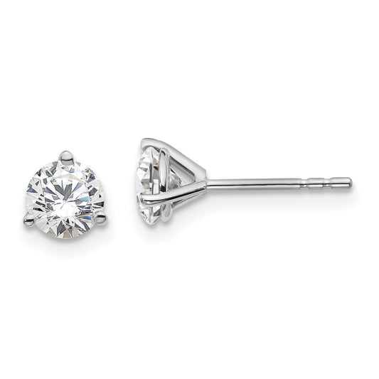 14k White Gold 1 ctw Lab Grown Diamond VS+ F+ Round 3 Prong Heavy Wt. Stud Earrings