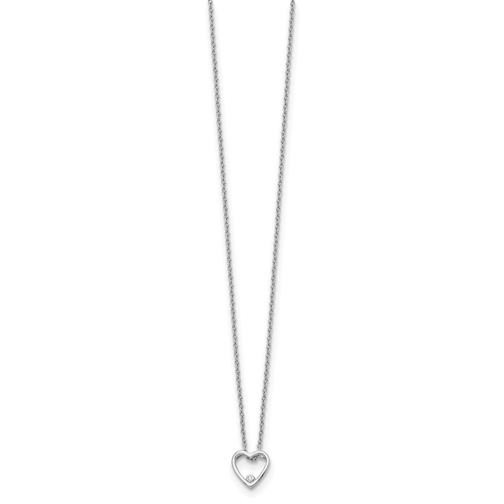 White Ice Sterling Silver Rhodium-plated 18 Inch Diamond Open Heart Necklace with 2 Inch Extender 18 Inches