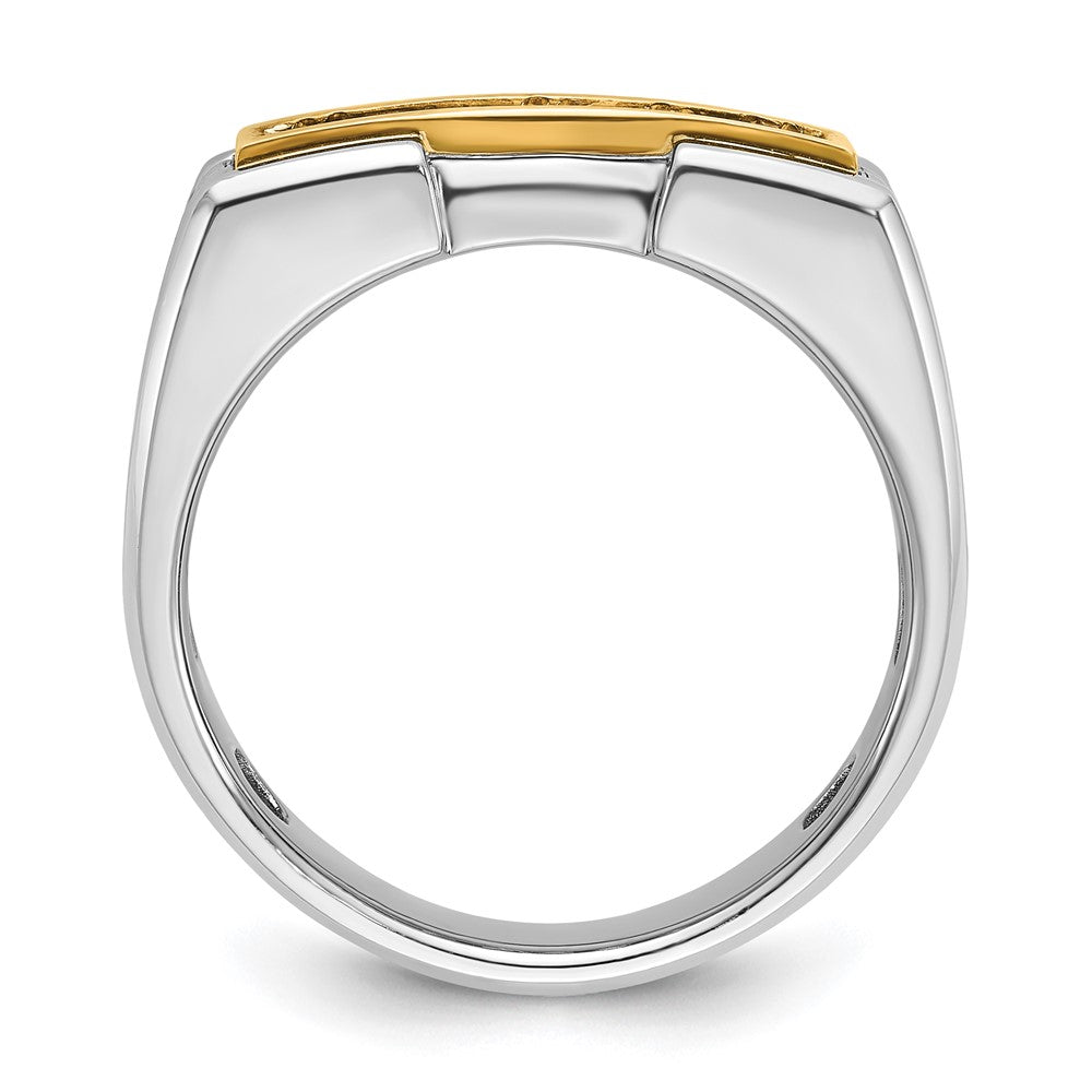 IBGoodman 14k Two-tone Men's Polished and Grooved 5-Stone 1/2 Carat AA Quality Diamond Ring