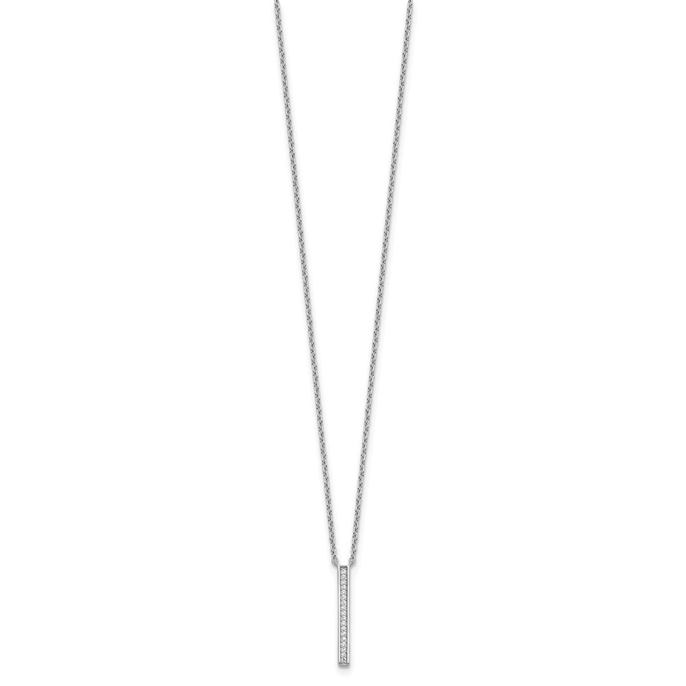 Cheryl M Sterling Silver Rhodium-plated Polished CZ Bar Necklace 18 Inches