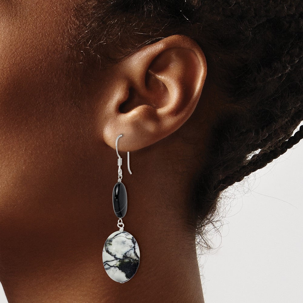 Sterling Silver Fancy Polished & Diamond-cut Twisted Dangle Earrings
