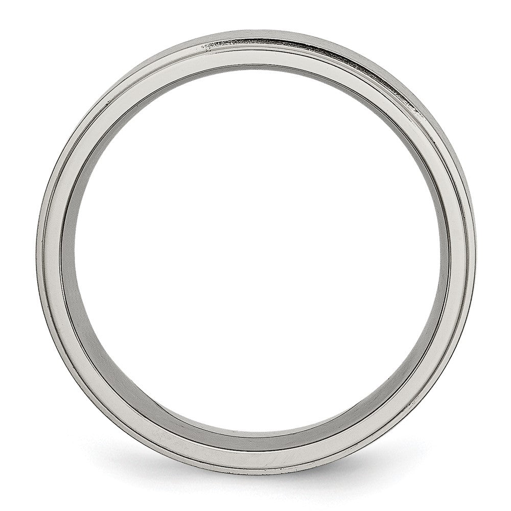 Titanium Brushed Center 7mm Ridged Edge Band Size - 5