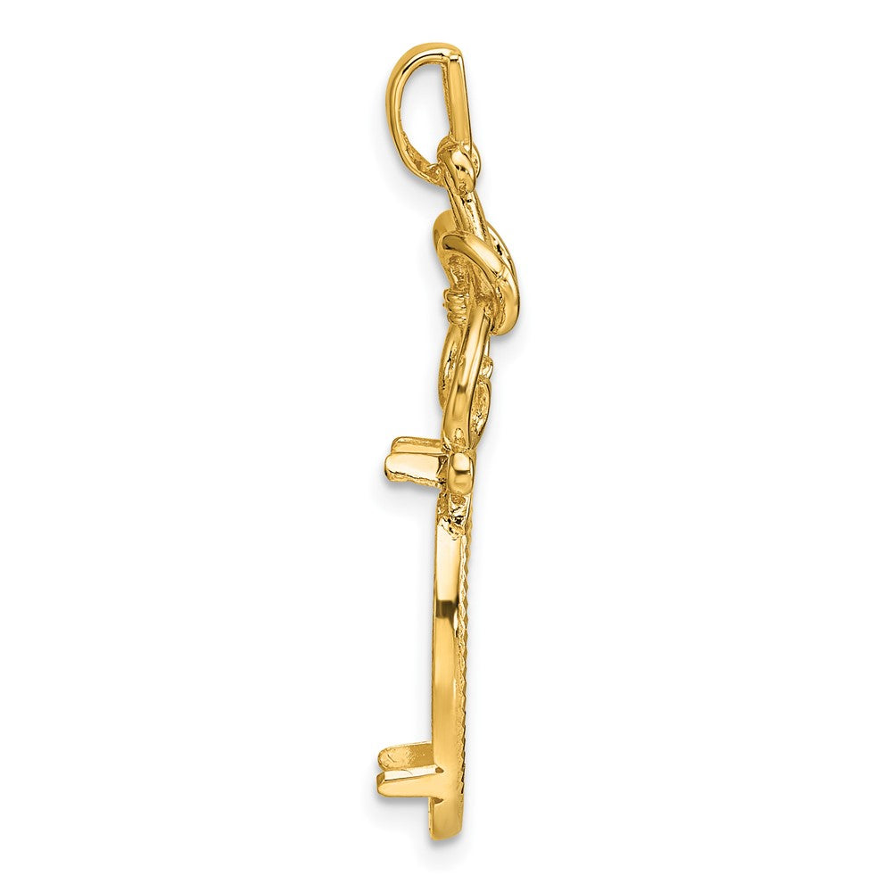 Wideband Distinguished Coin Jewelry 14k Polished Fancy Filigree Top and Diamond-cut 17.8mm Prong Coin Bezel Pendant