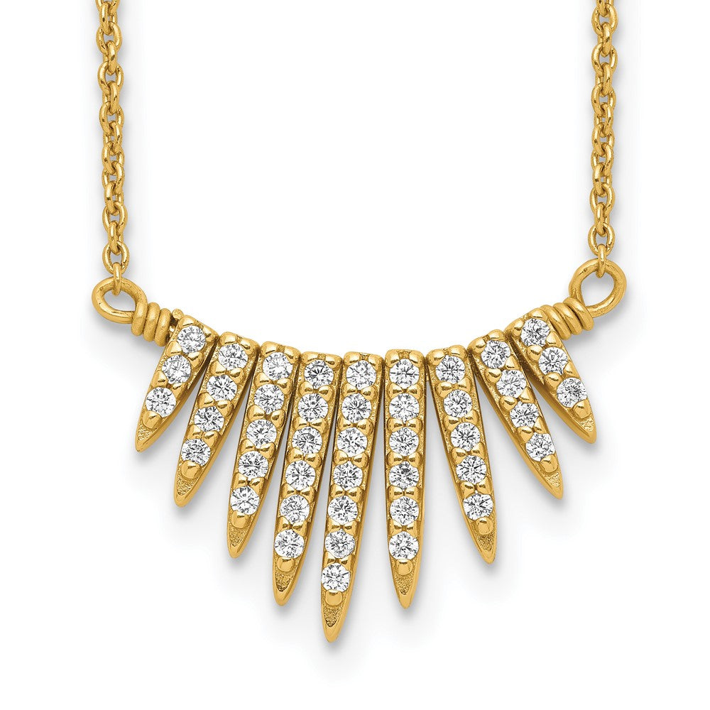 Sterling Silver Gold-tone CZ Necklace 18 Inches