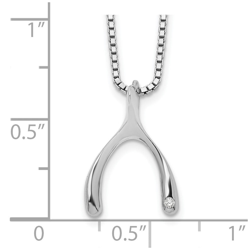 White Ice Sterling Silver Rhodium-plated 18 Inch Diamond Wishbone Slide Pendant Necklace with 2 Inch Extender 18 Inches