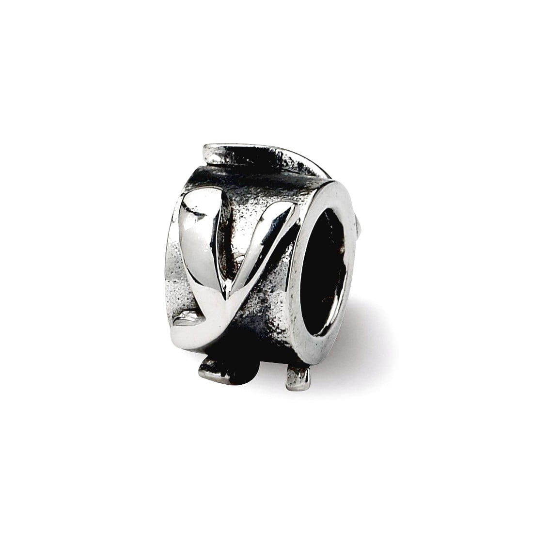 925 Sterling Silver Polished Artisan Oxidized Reflections Letter Name Personalized Monogram Initial Y Message Bead Charm