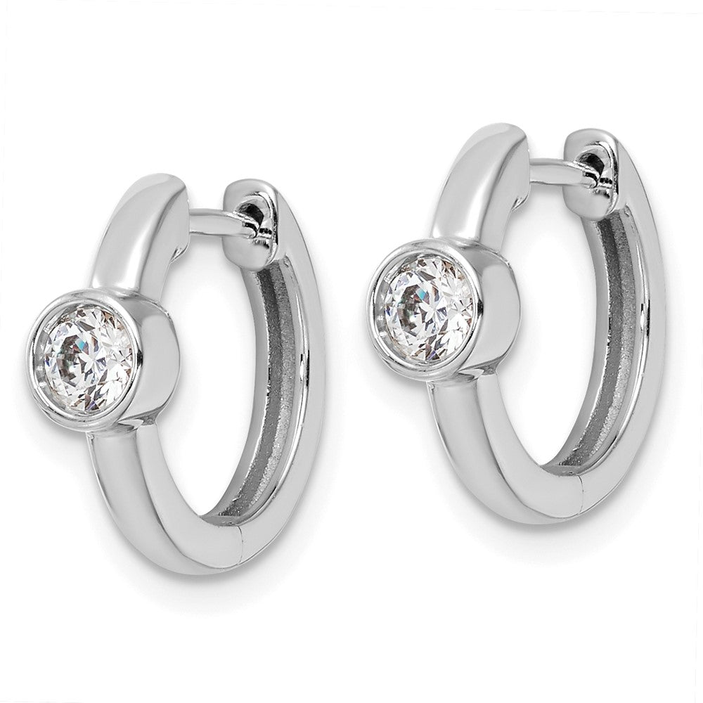 True Origin 14k White Gold 1/3 carat Lab Grown Diamond VS DEF Hinged Hoop Earrings
