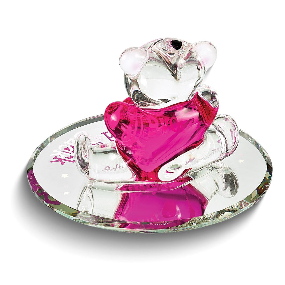 Glass Baron MOM LOVE YOU TO THE MOON AND BACK Bear with Heart Figurine