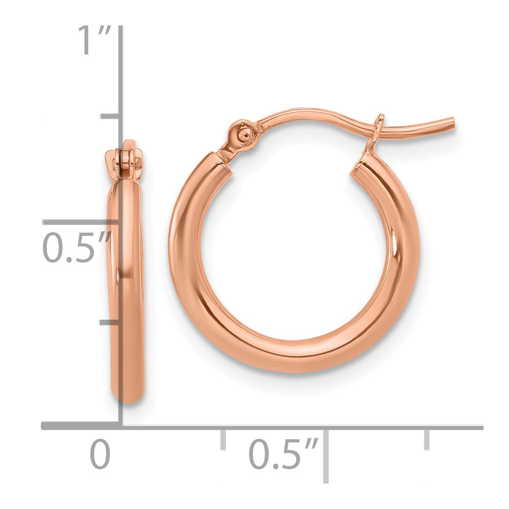 10K Rose Gold Polished Hinged Hoop Earrings
