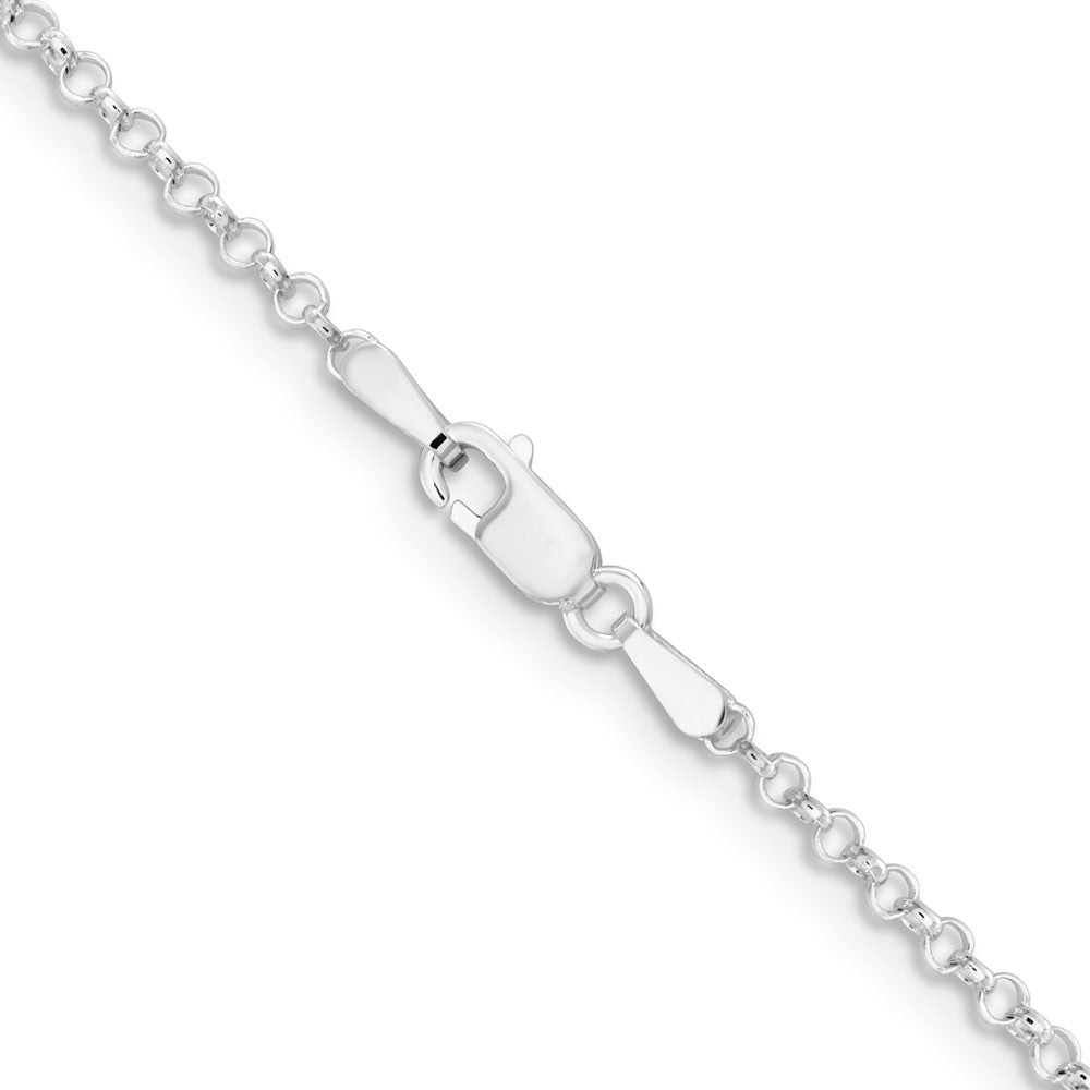 Sterling Silver Rhodium-plated 2mm Rolo Chain 20 Inches