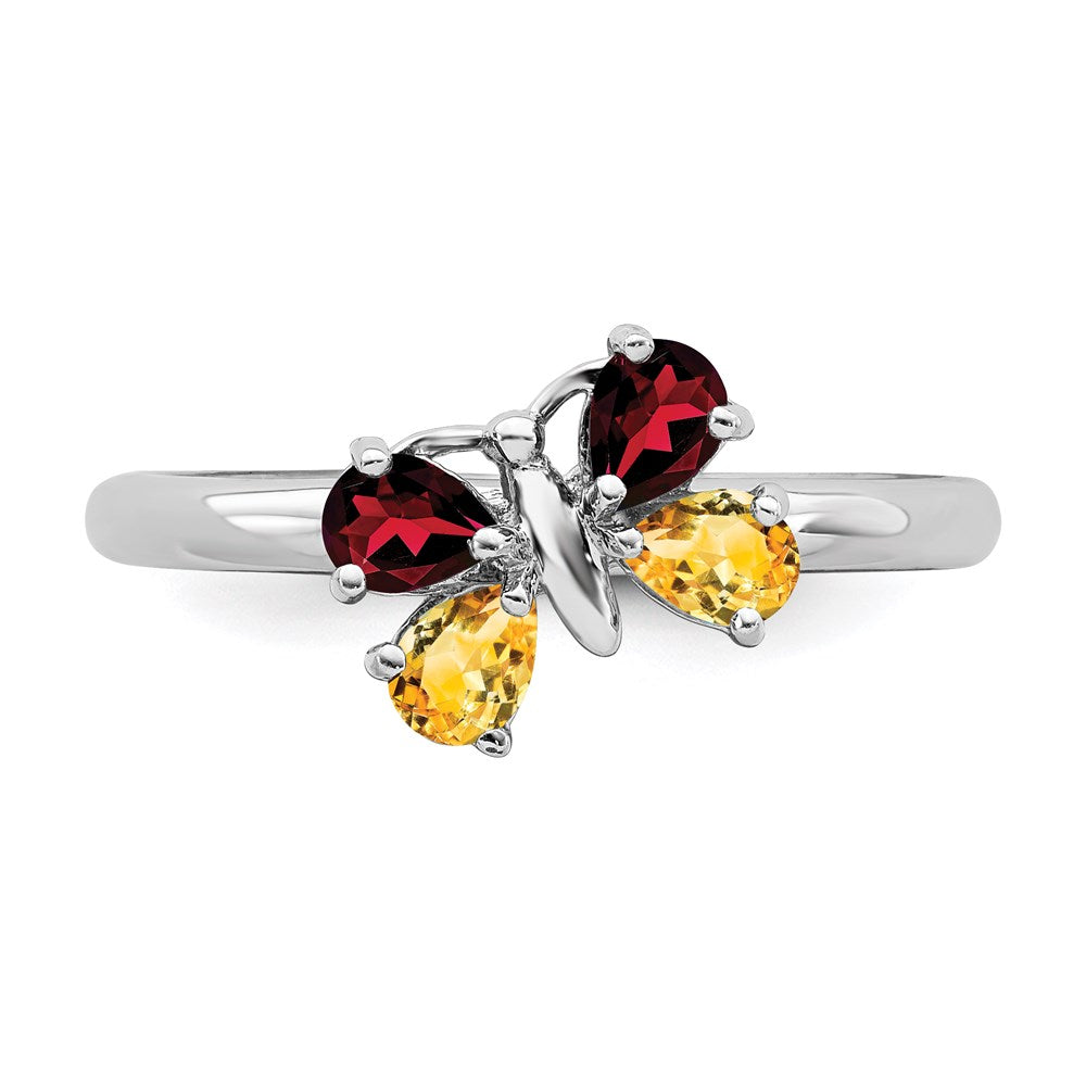 Sterling Silver Stackable Expressions Polished CI & GA Butterfly Ring Size -5