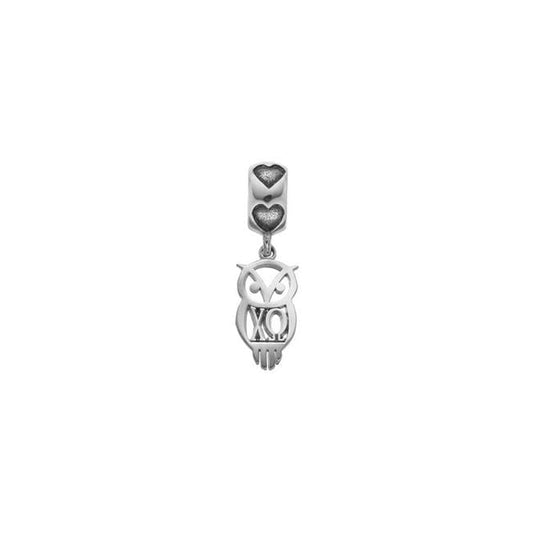 Sterling Silver RH-plated LogoArt Chi Omega Own Charm on Heart Bead