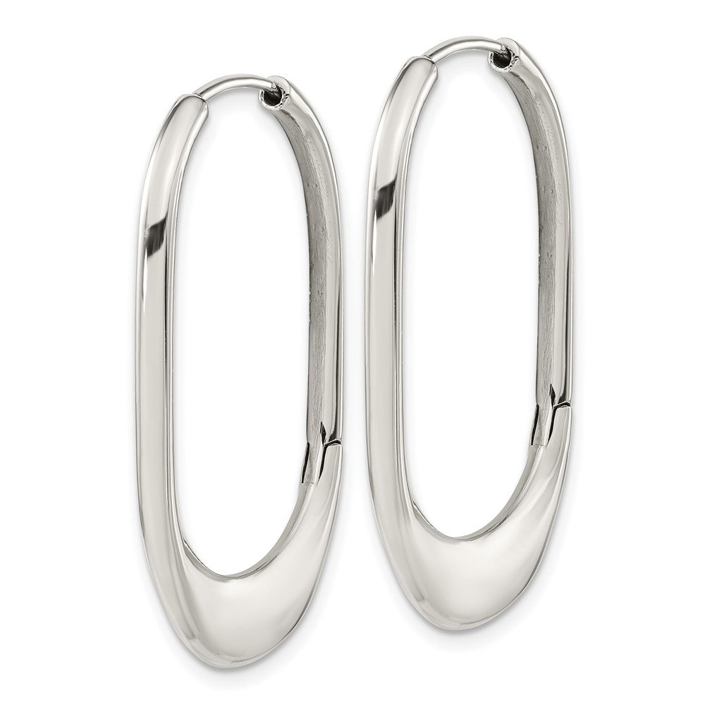 Stainless Steel Polished Hinged Hoop Earrings