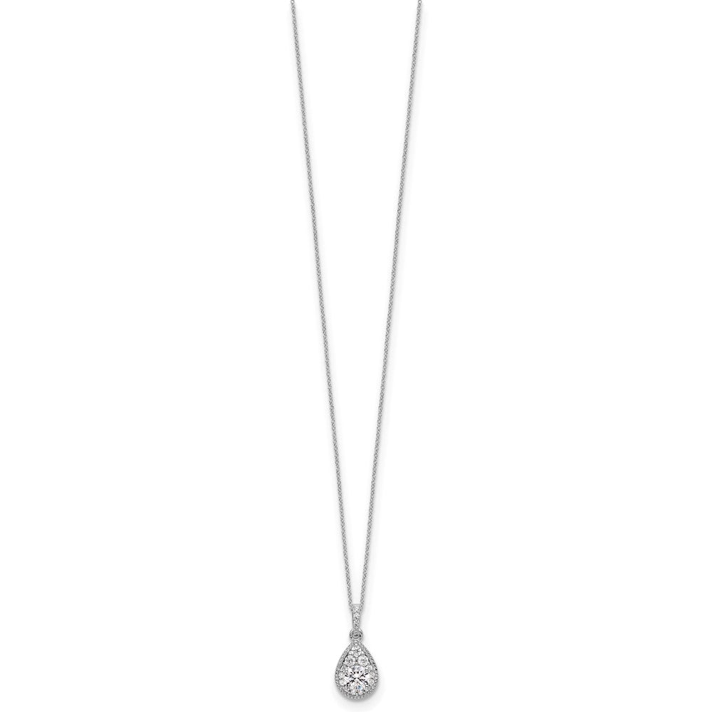 10k White Gold 1/2 carat Lab Grown Diamond VS/SI+ G+ Complete 18 inch Teardrop Halo Pendant Necklace