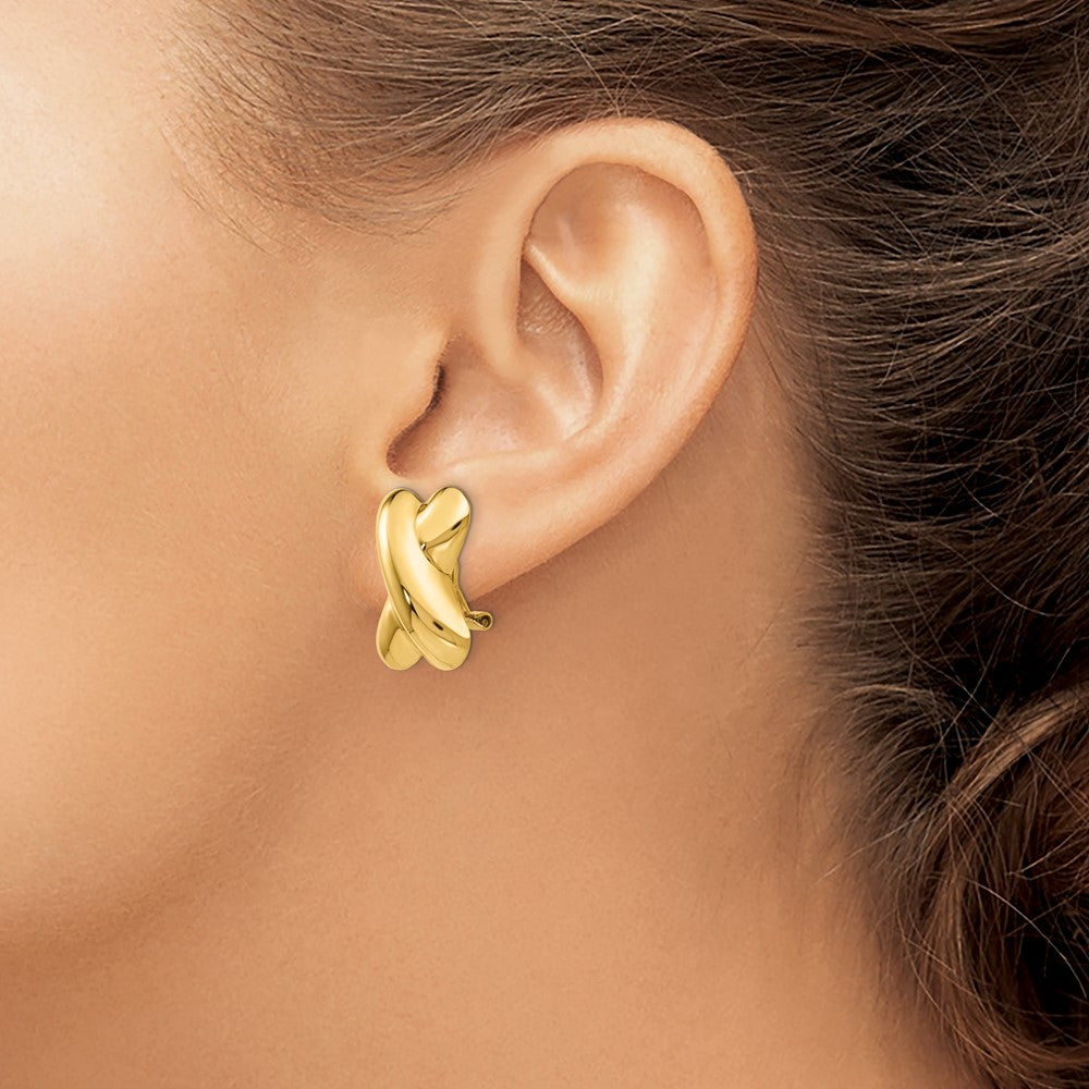 14k Polished X Omega Back Post Earrings