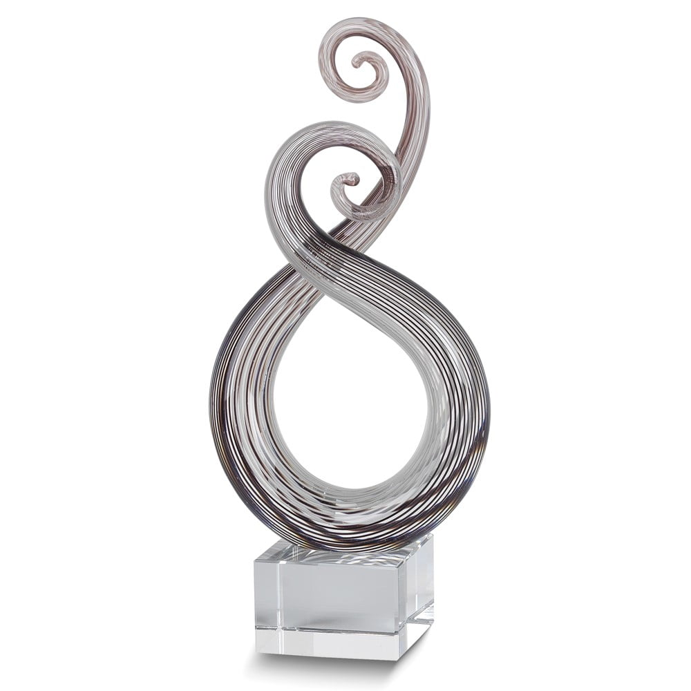 Entangle Murano Style Art Glass Centerpiece on Crystal Base H10"