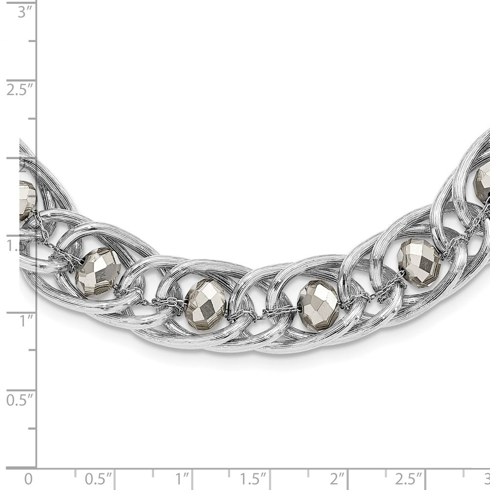 1928 Silver-tone Glass Beaded Fancy Link Necklace