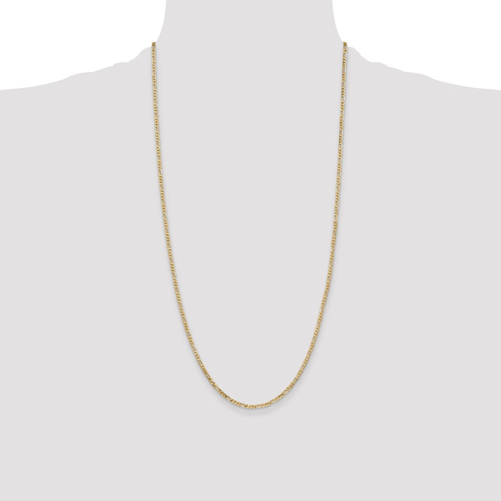 14K 28 inch 2.25mm Flat Figaro with Lobster Clasp Chain