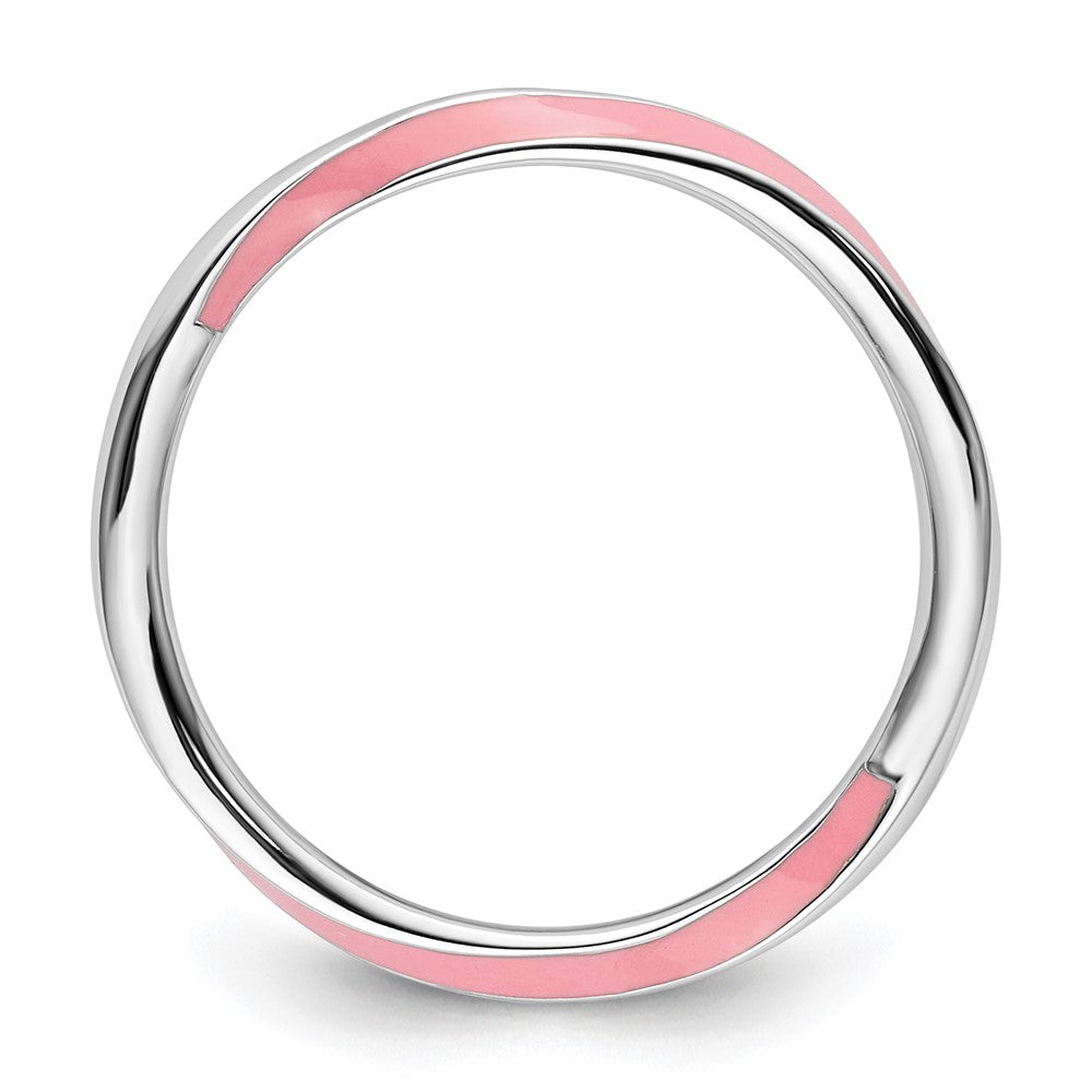 Sterling Silver Stackable Expressions Twisted Pink Enameled Ring Size -9