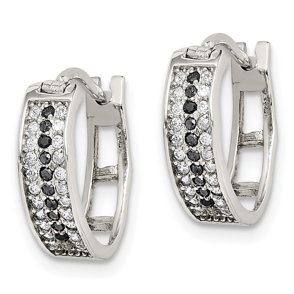 Sterling Silver Rhodium-plated 4.00mm Diamond-cut Hoop Earrings