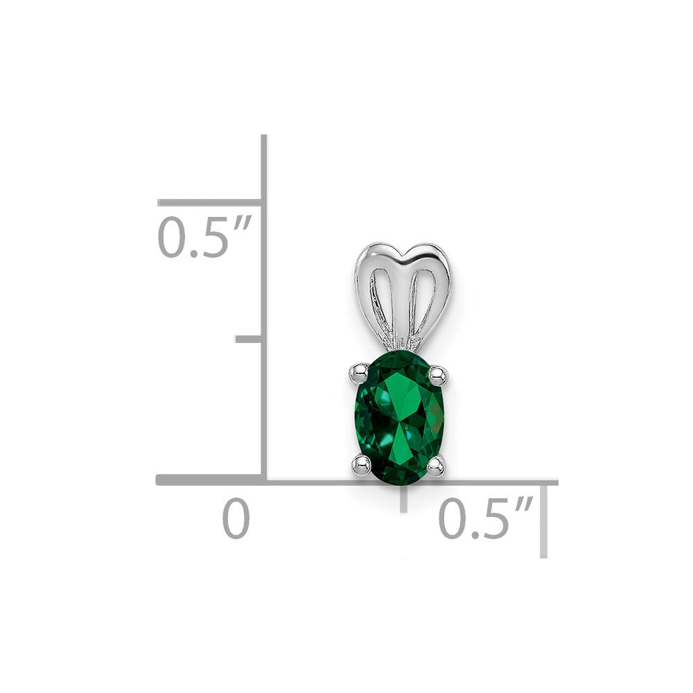 Sterling Silver Rhodium-plated Created Emerald Pendant