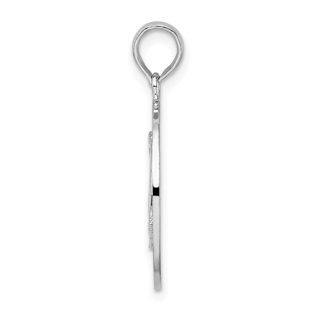 De-Ani Sterling Silver Rhodium-Plated Pentwater Michigan Circle with Sailboat Pendant
